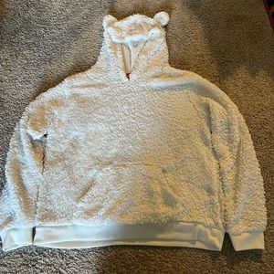 Fuzzy White Hoodie with ears size large